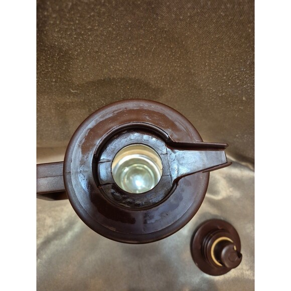 Vintage CORNING Thermos Coffee Tea Carafe 1qt GARDEN Orange Brown Floral - Picture 14 of 14